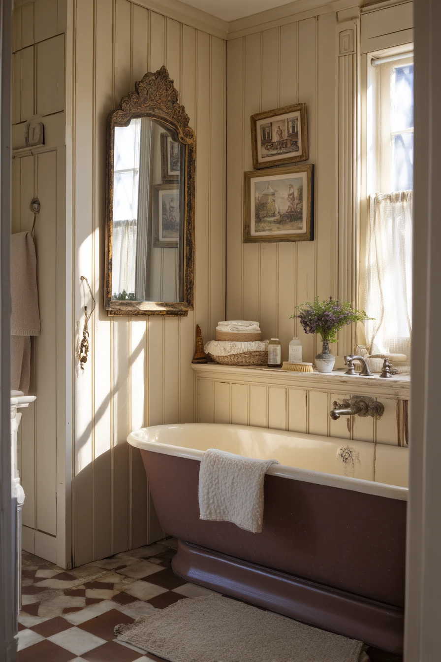 Vintage Chocolate Brown Bath with Character
