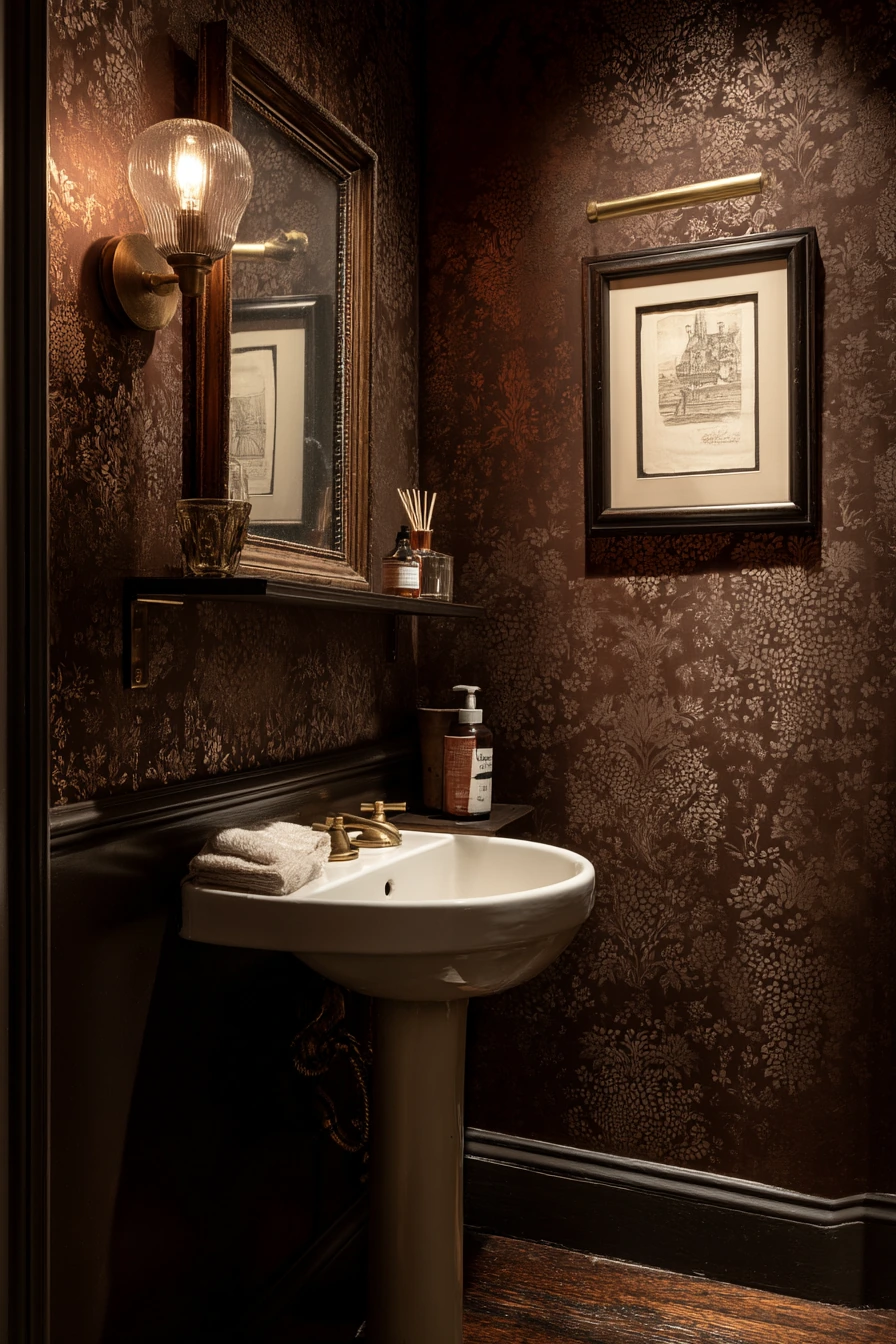 Chocolate Brown Powder Room, Dinner-Party Ready