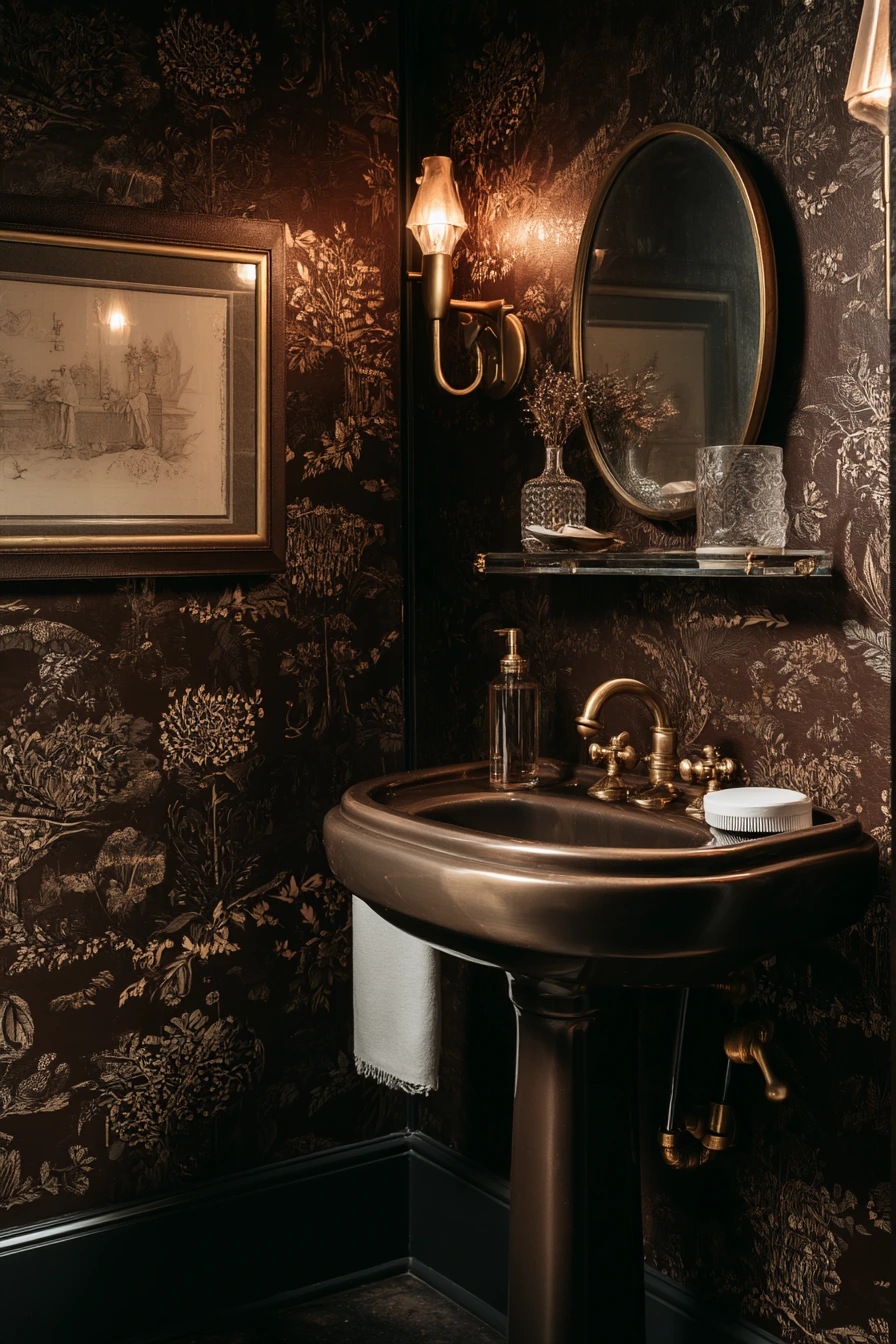 Chocolate Brown Powder Room, Dinner-Party Ready