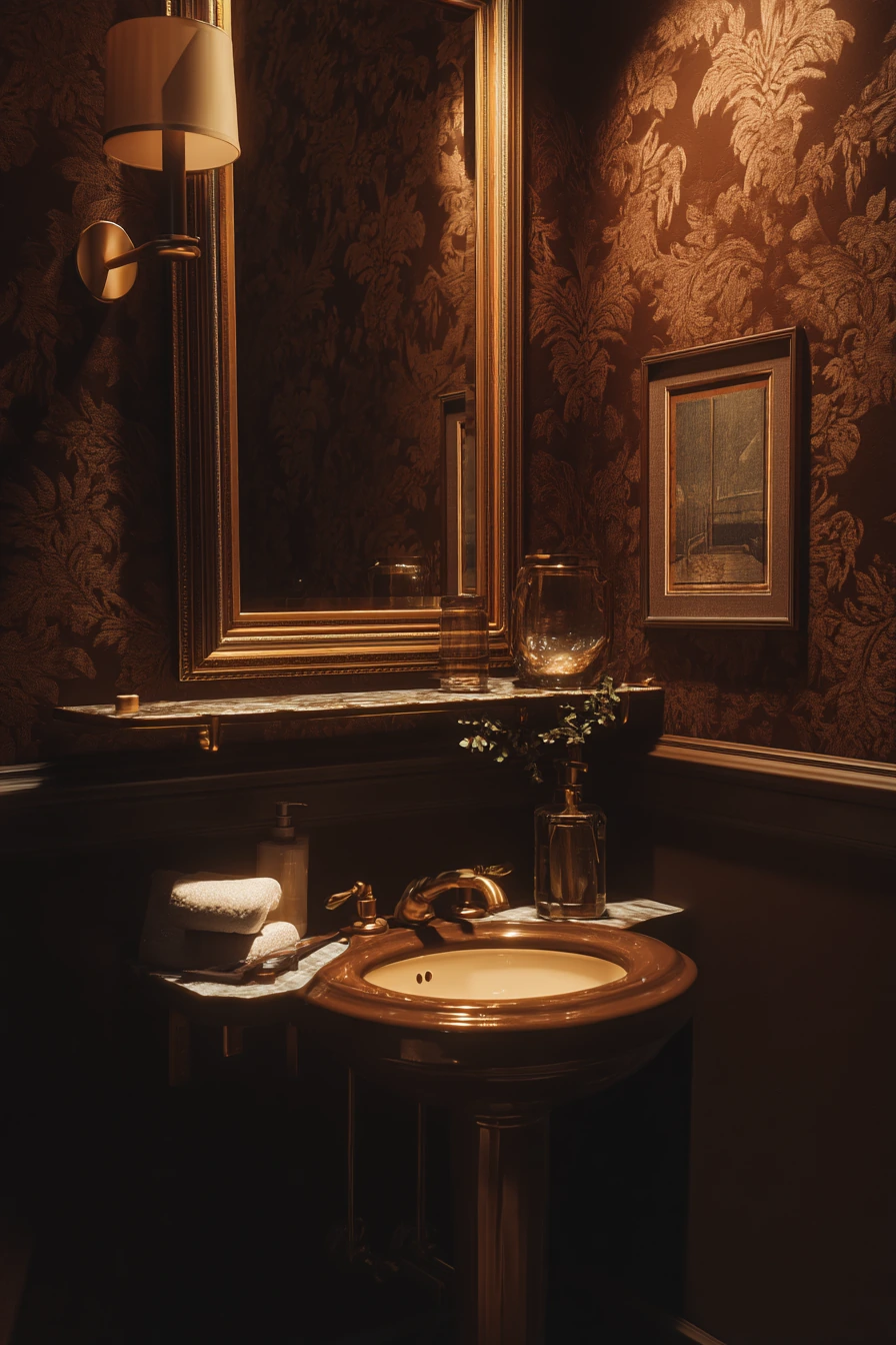 Chocolate Brown Powder Room, Dinner-Party Ready