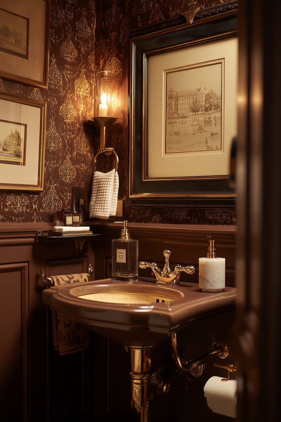 Chocolate Brown Powder Room, Dinner-Party Ready