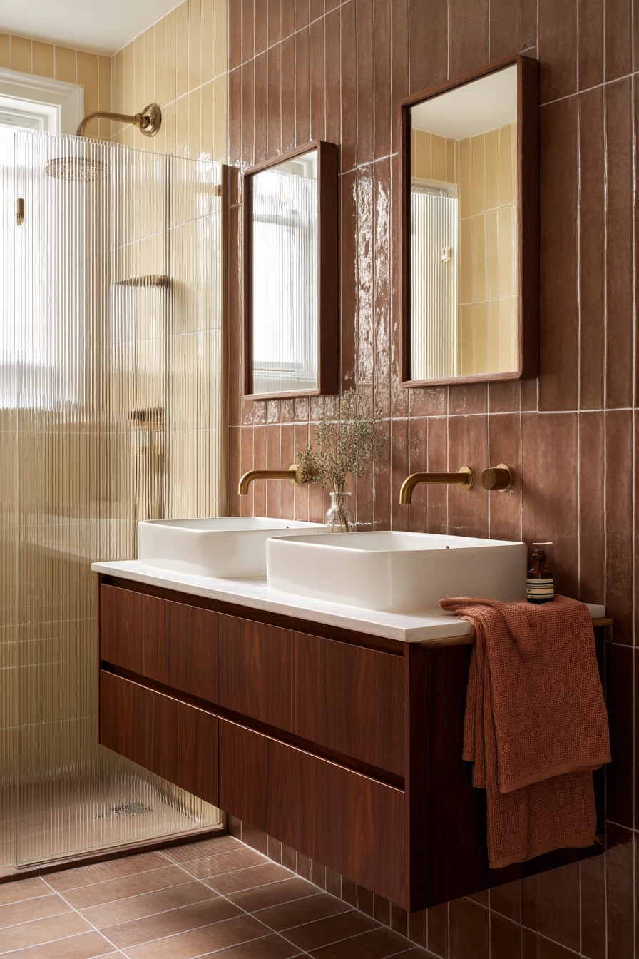 Chocolate Brown Primary Bath with Morning Routine