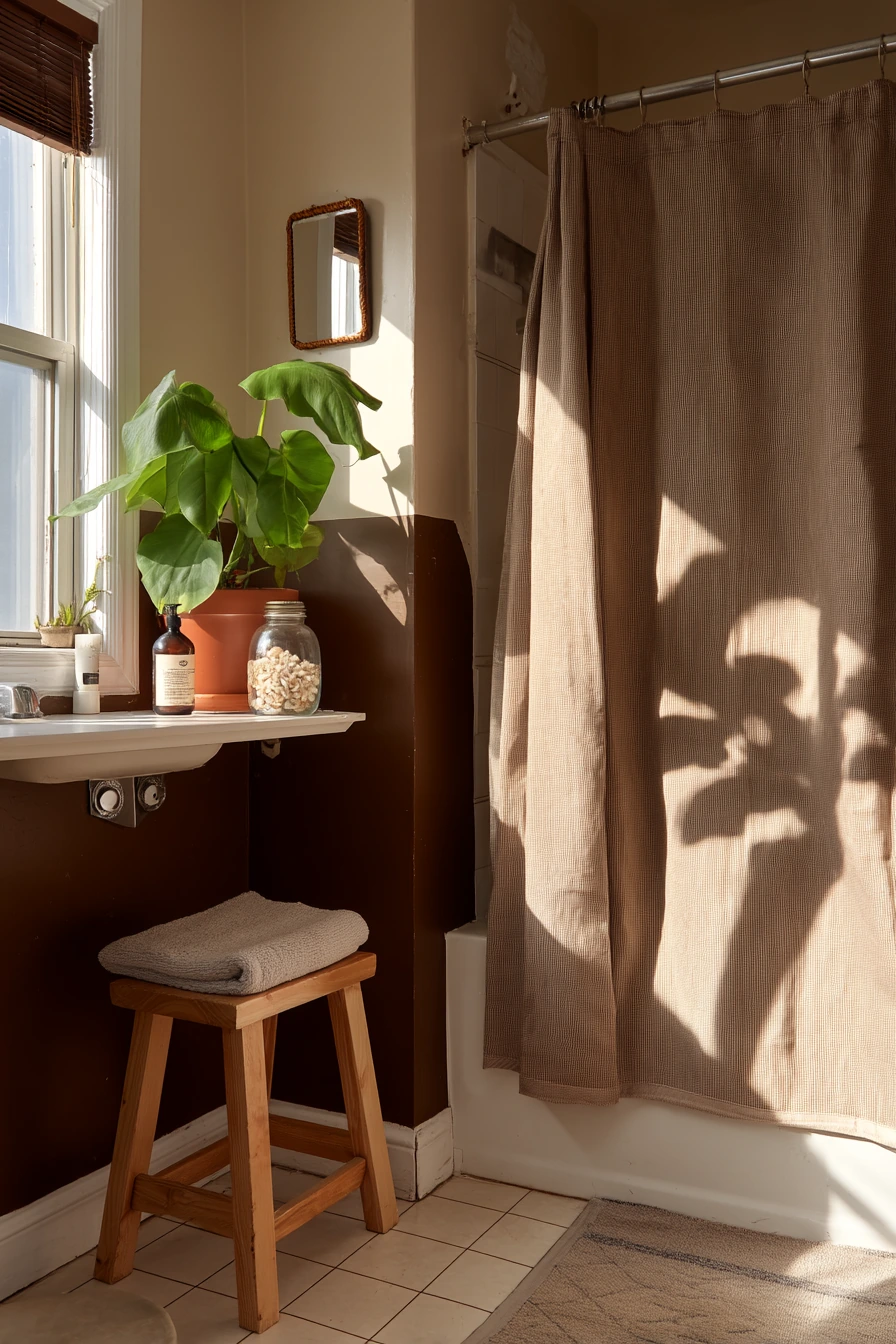 Renter-Friendly Chocolate Brown Bathroom Layer