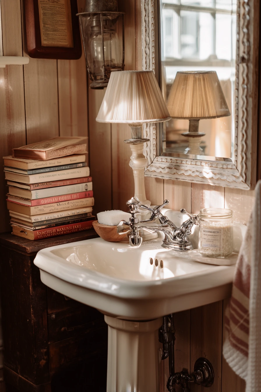 Vintage Chrome in a Cottage Bath
