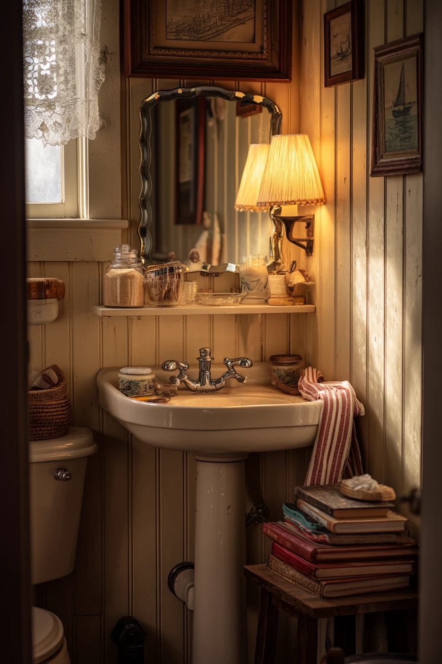 Vintage Chrome in a Cottage Bath