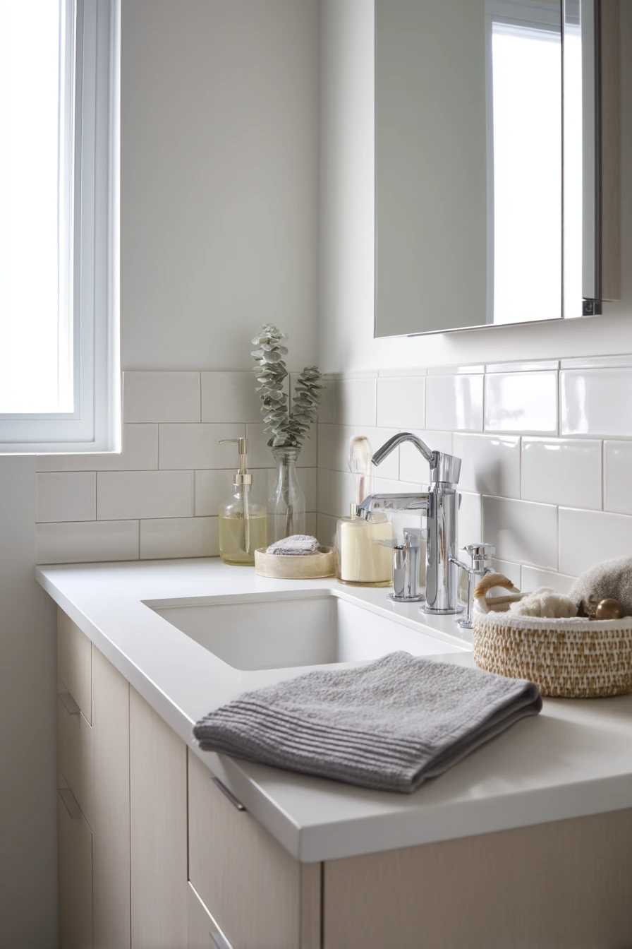 Chrome Accents in a Family Hall Bath