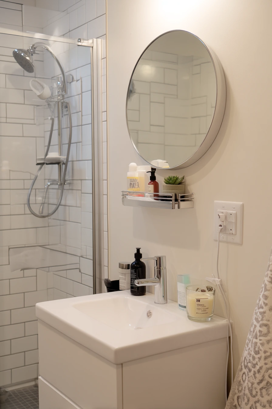 Small Condo Bath with Sleek Chrome Space-Savers