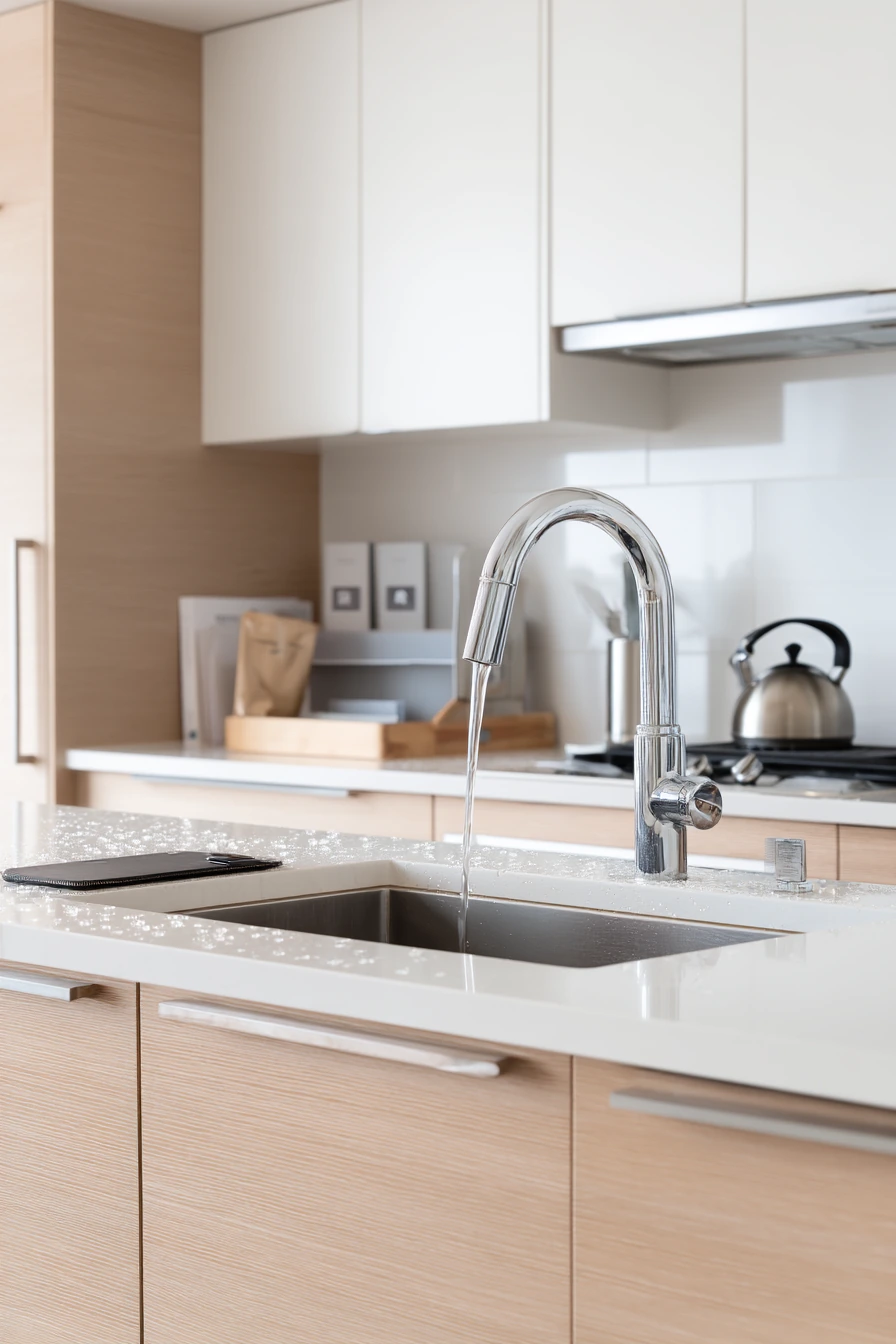 Modern Minimal Sink with Real-Life Clutter