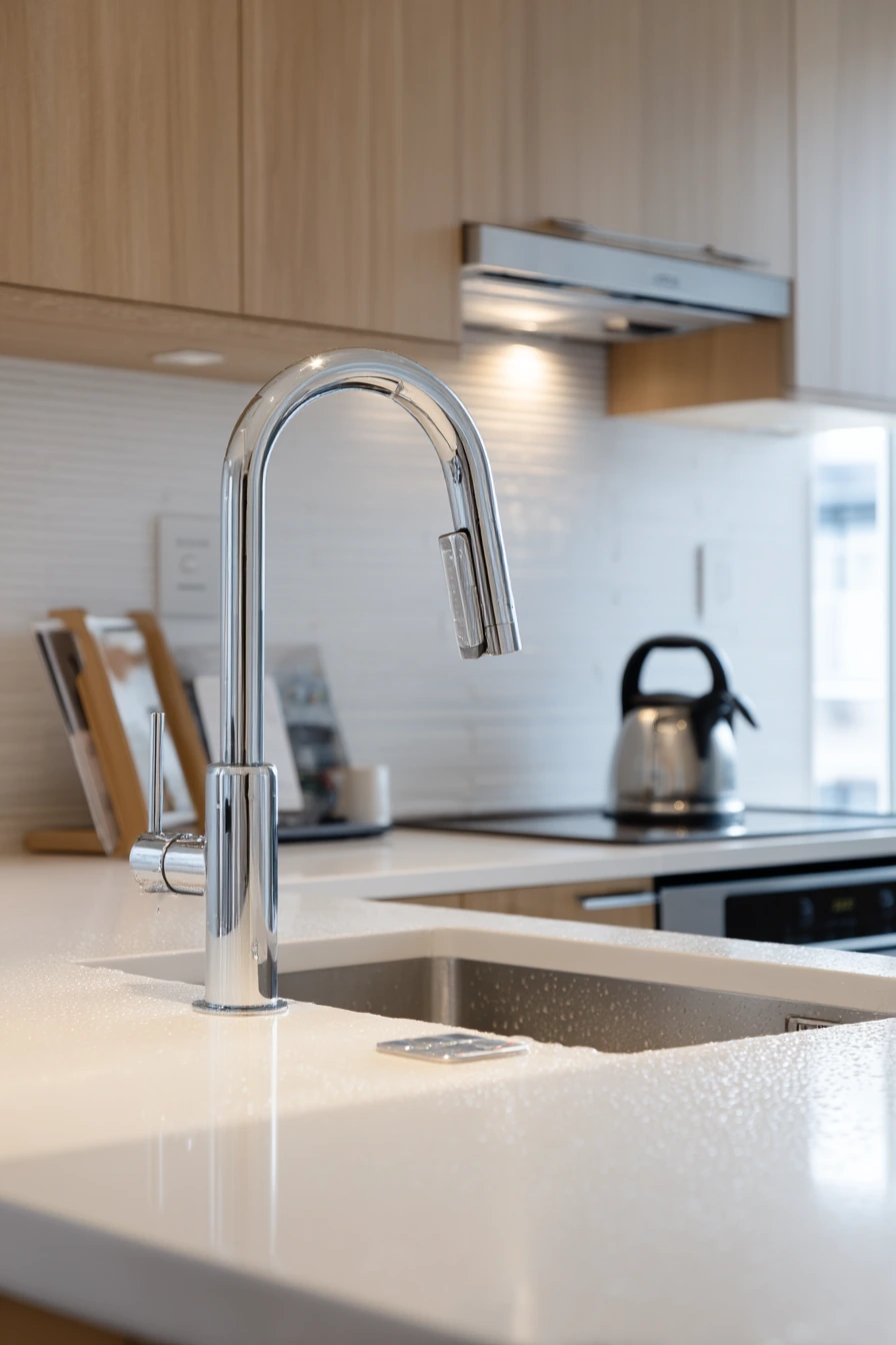 Modern Minimal Sink with Real-Life Clutter