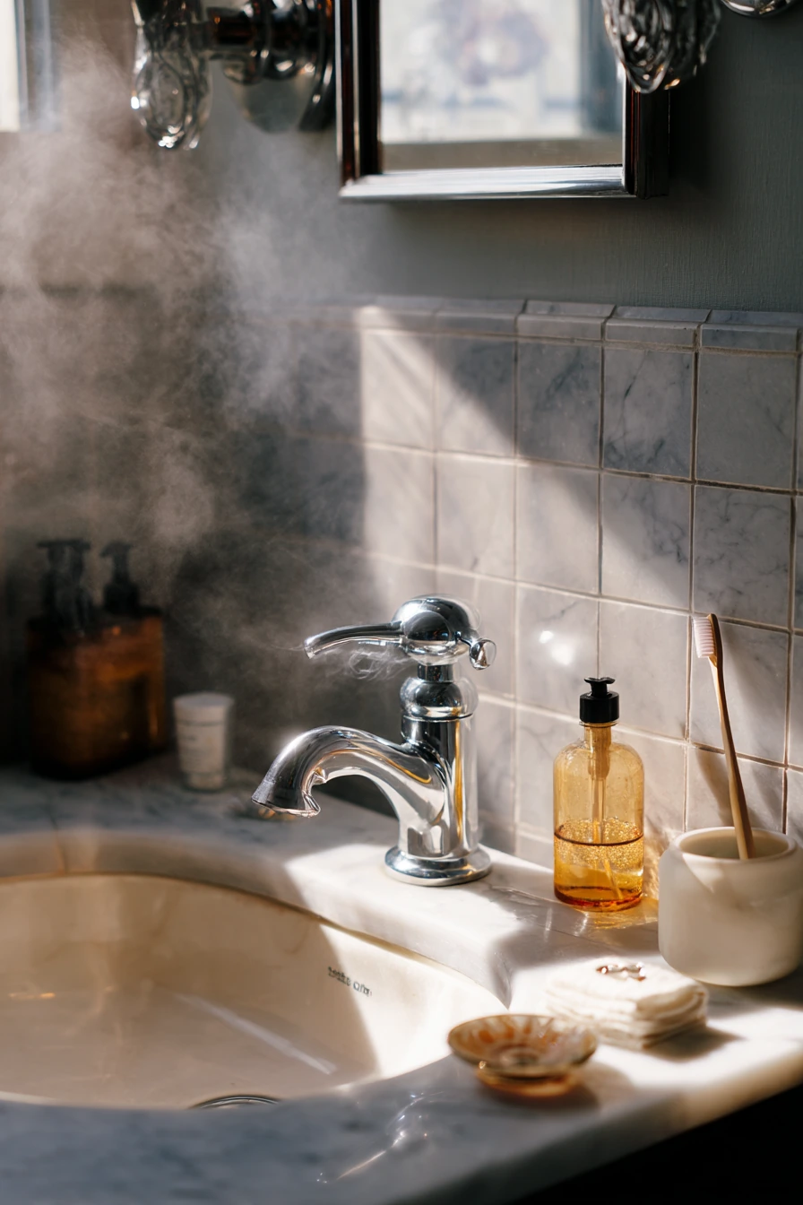 Morning Ritual at the Bathroom Vanity