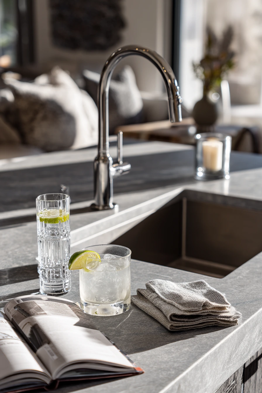 Compact Island Bar Sink for Entertaining