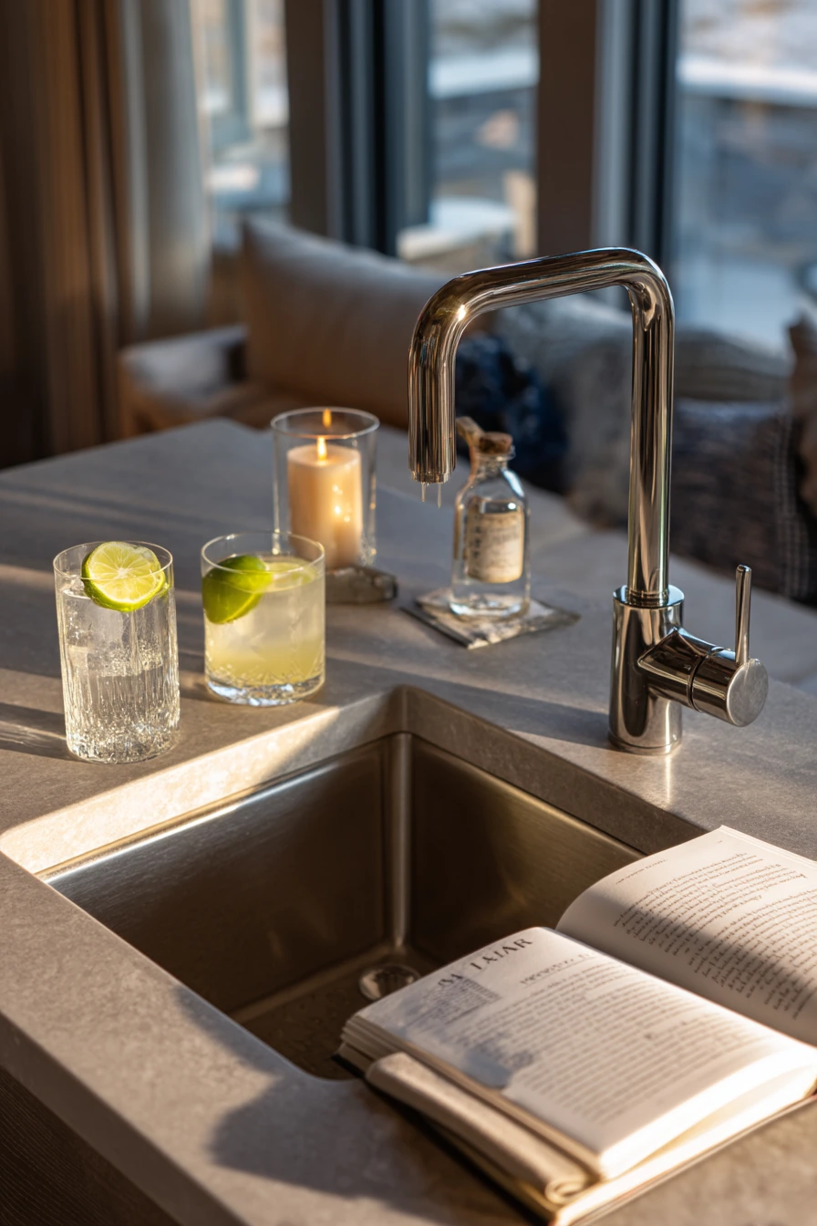 Compact Island Bar Sink for Entertaining