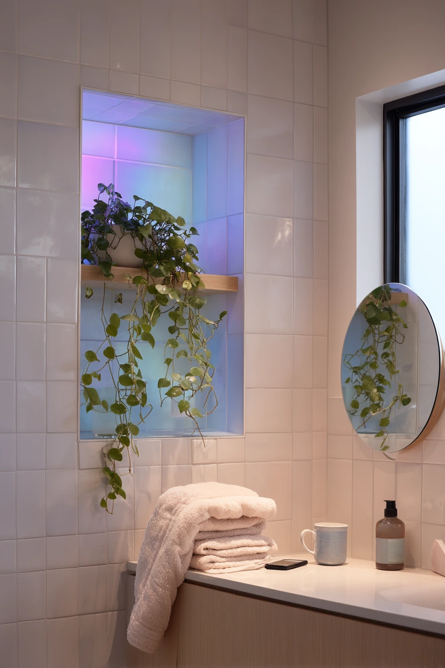 Morning Rainbow Reset in a Small Apartment Bath