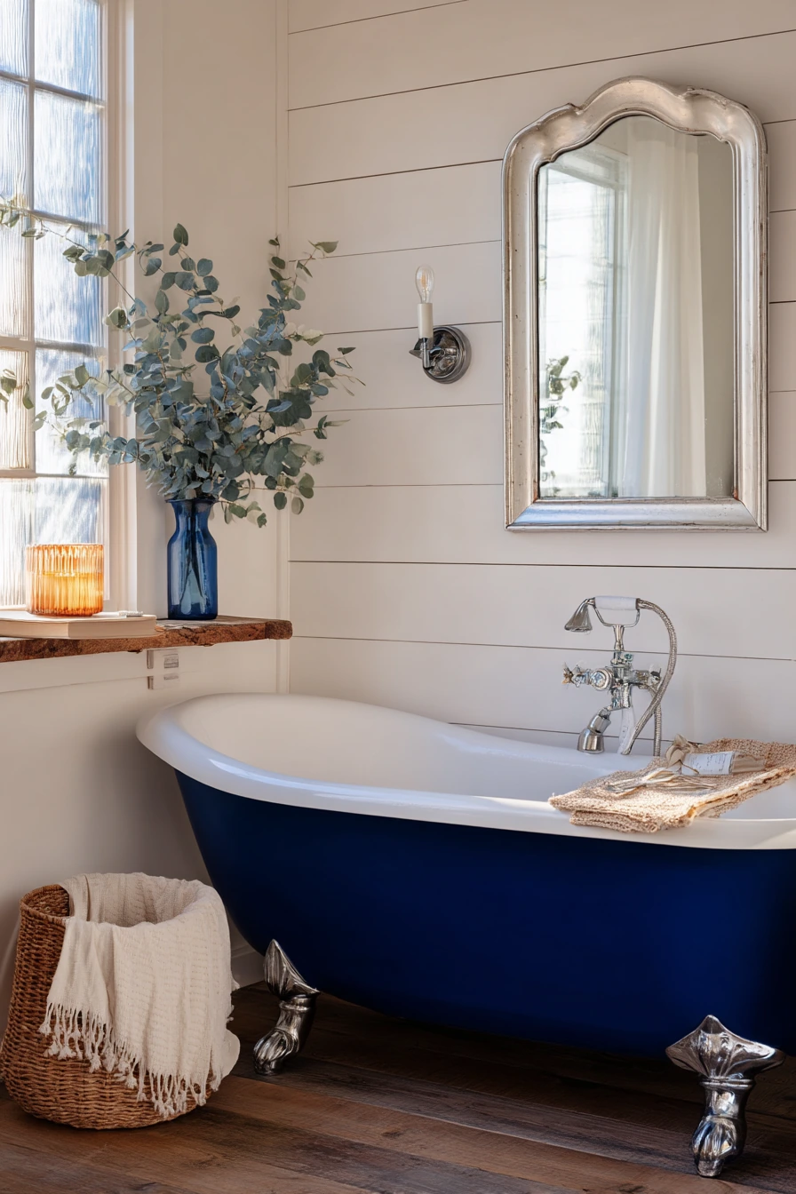Wellness Corner in a Rustic Farmhouse Bath