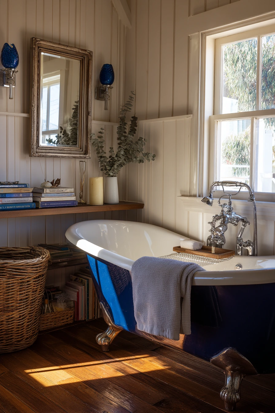 Wellness Corner in a Rustic Farmhouse Bath