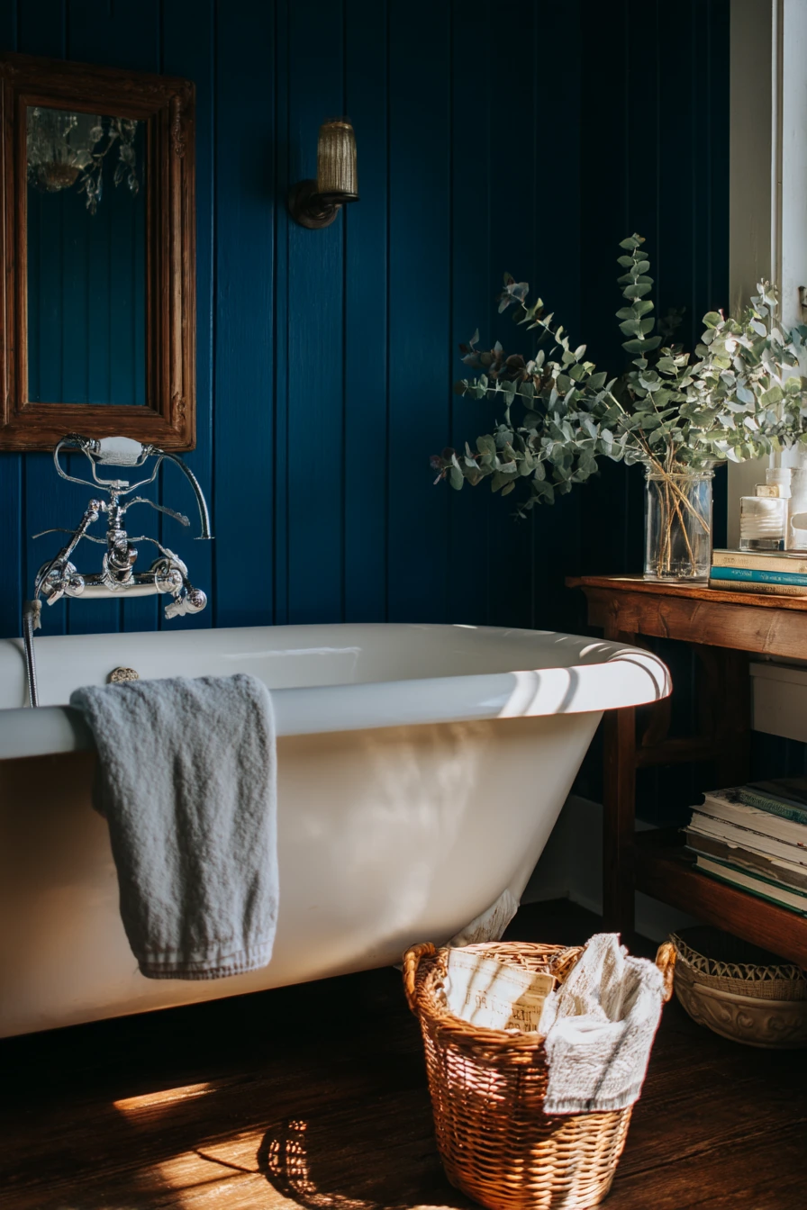 Wellness Corner in a Rustic Farmhouse Bath