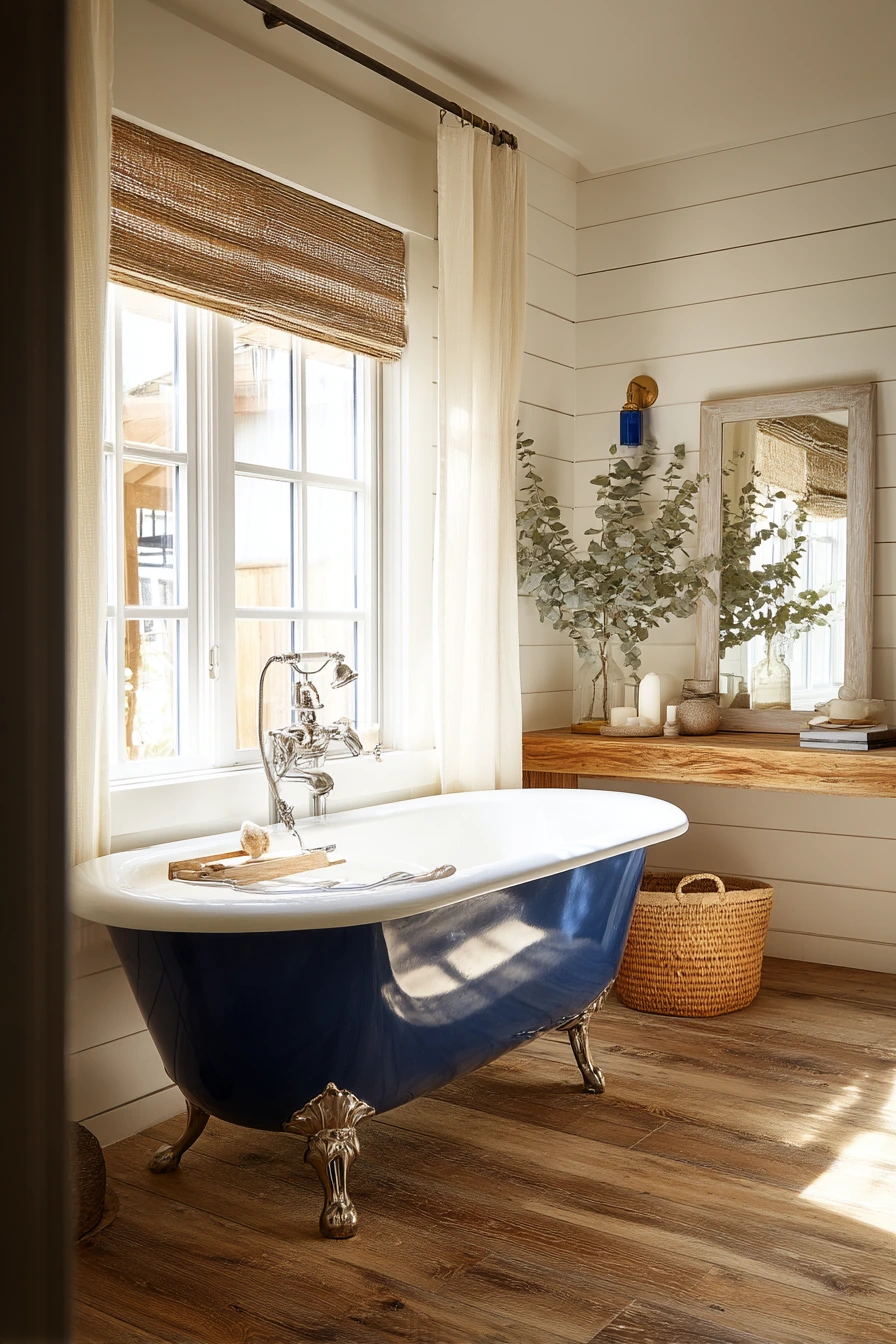 Wellness Corner in a Rustic Farmhouse Bath