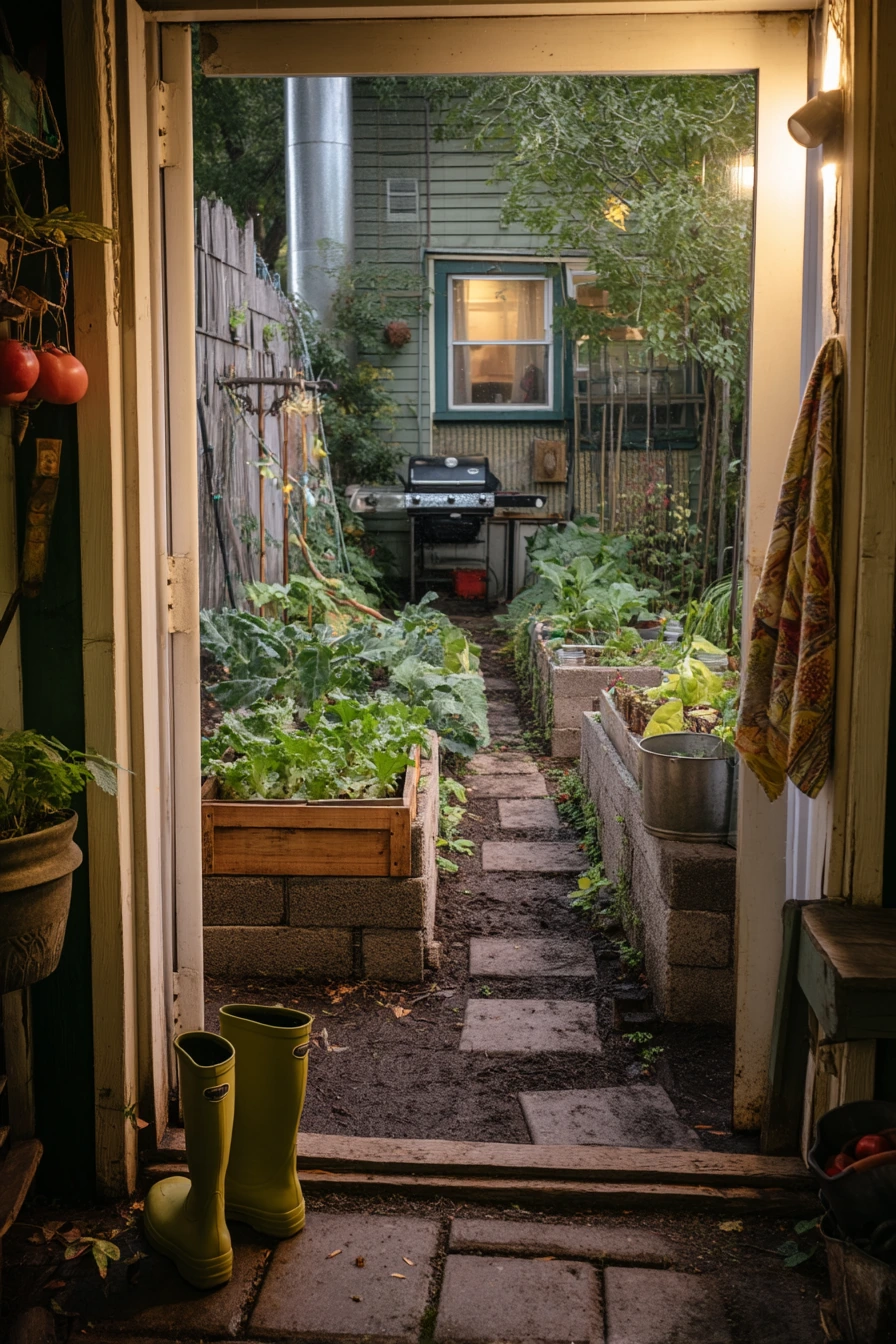 Family Kitchen to Backyard Harvest Path