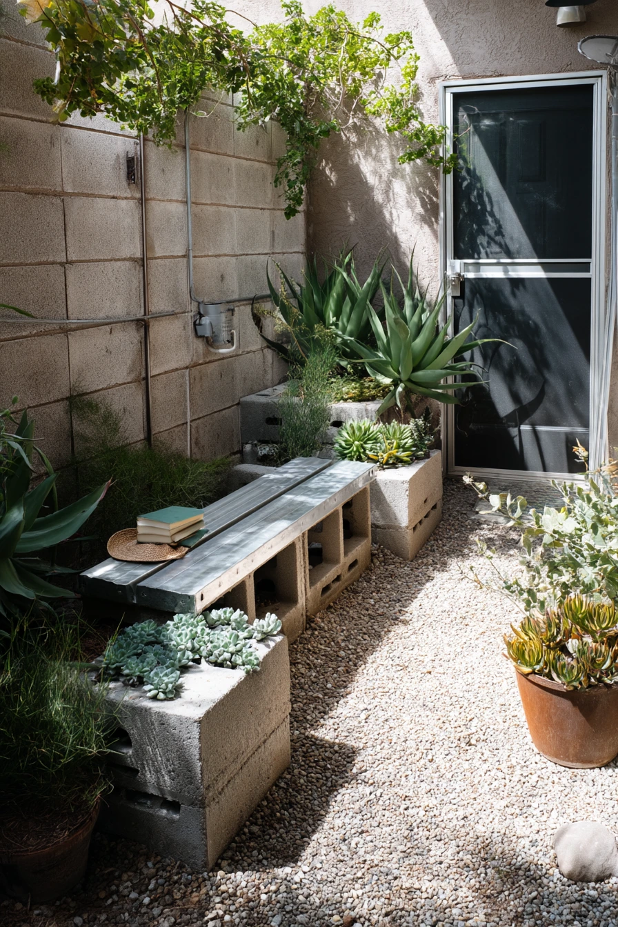 Modern Desert Cinder Block Succulent Garden