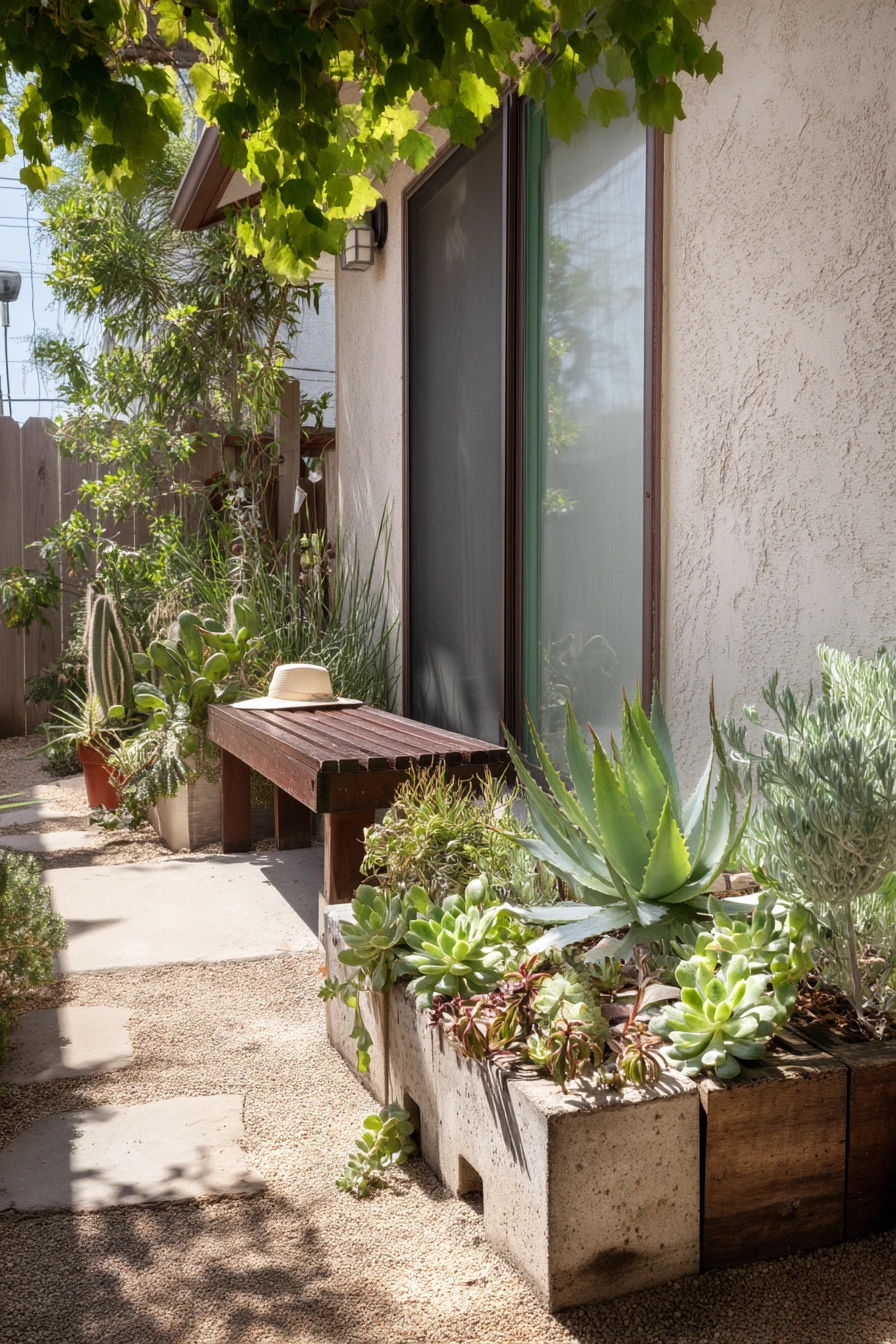Modern Desert Cinder Block Succulent Garden