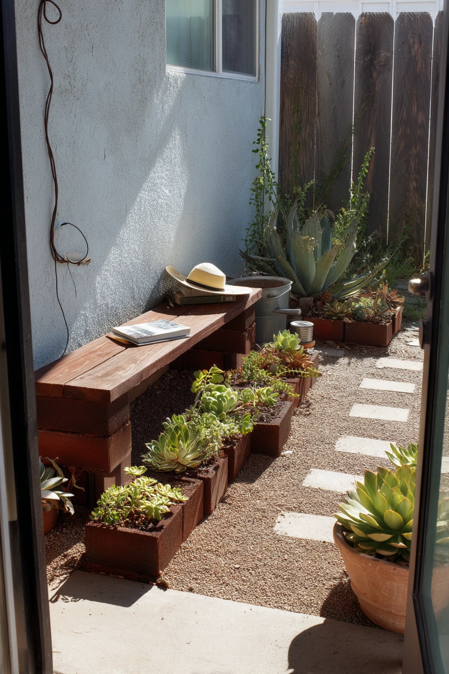 Modern Desert Cinder Block Succulent Garden