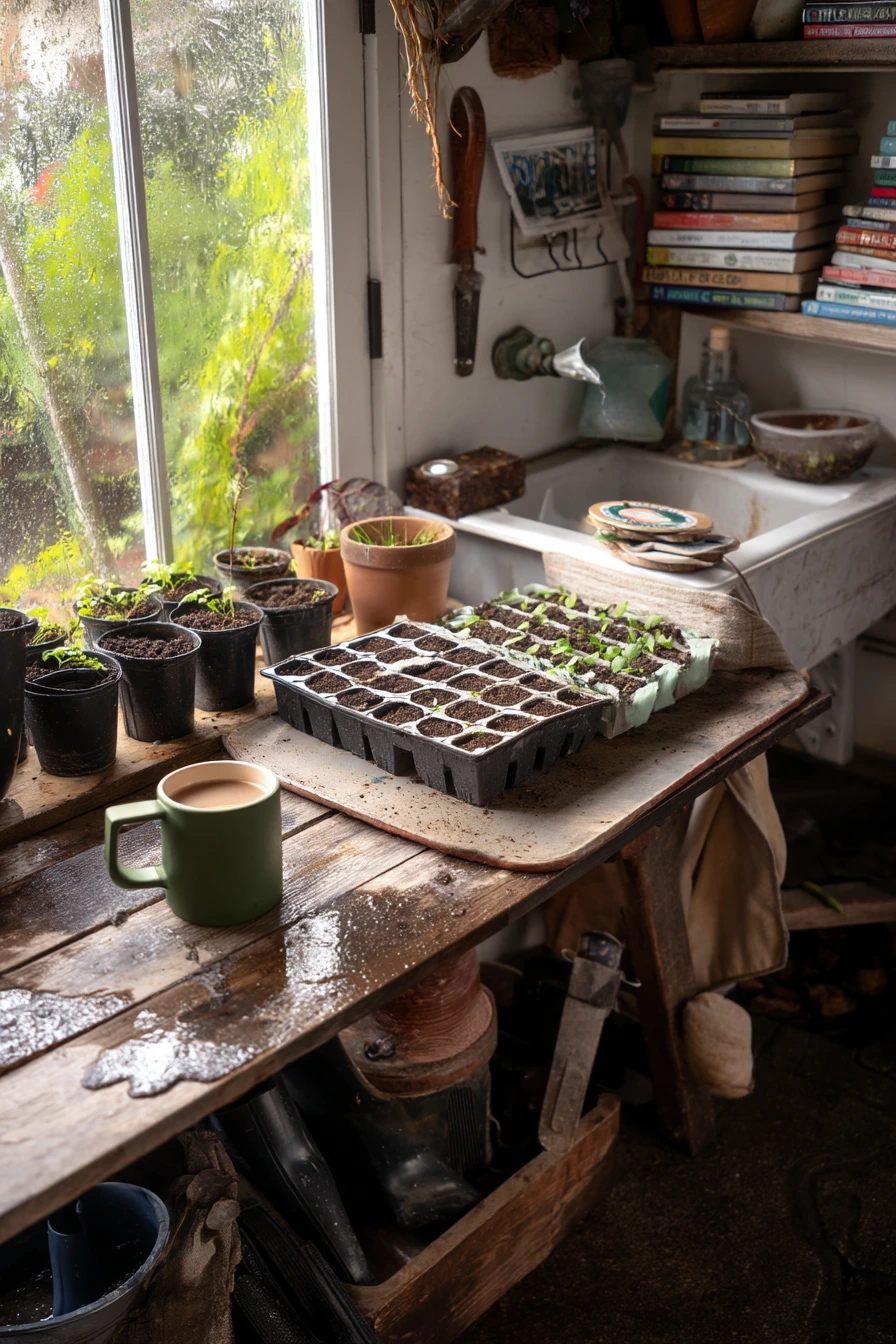Rainy-Day Cinder Block Potting Zone