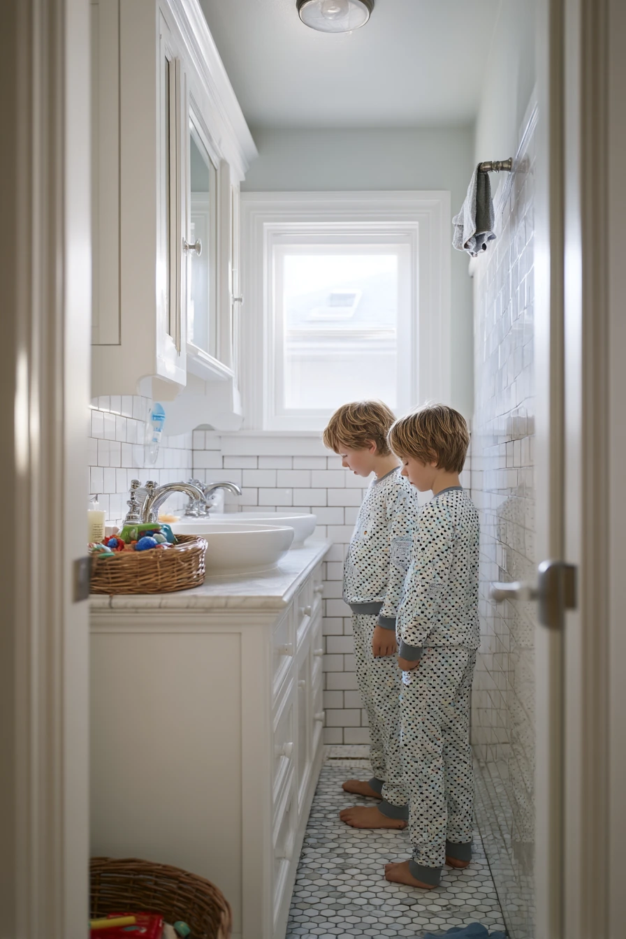 Morning Rush in a Shared Hall Bath