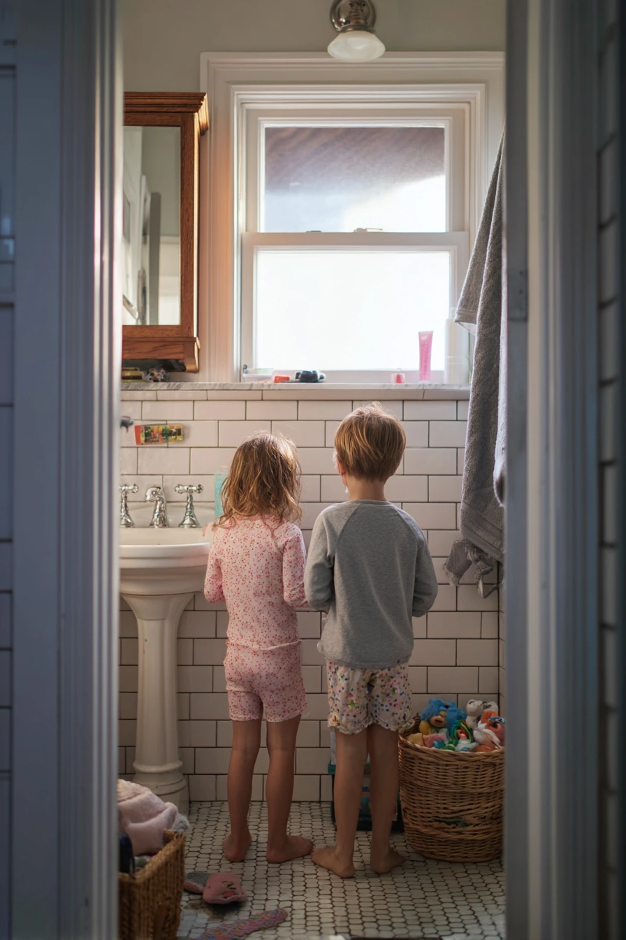 Morning Rush in a Shared Hall Bath