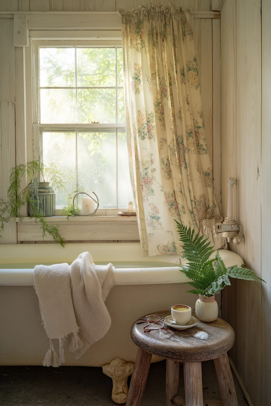Vintage Cottage Tub with Quiet Morning Routine