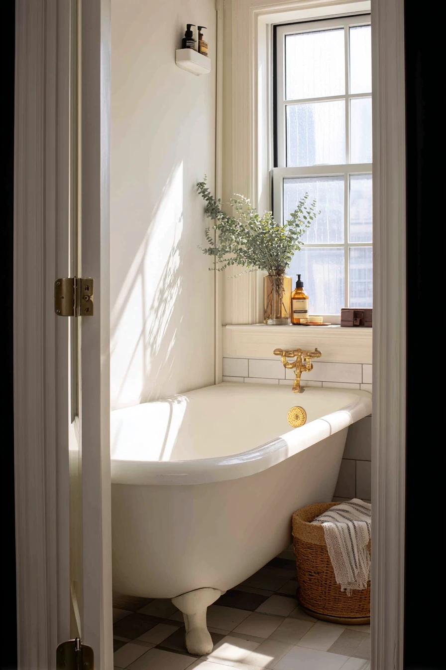Small-Space Clawfoot Tub Nook