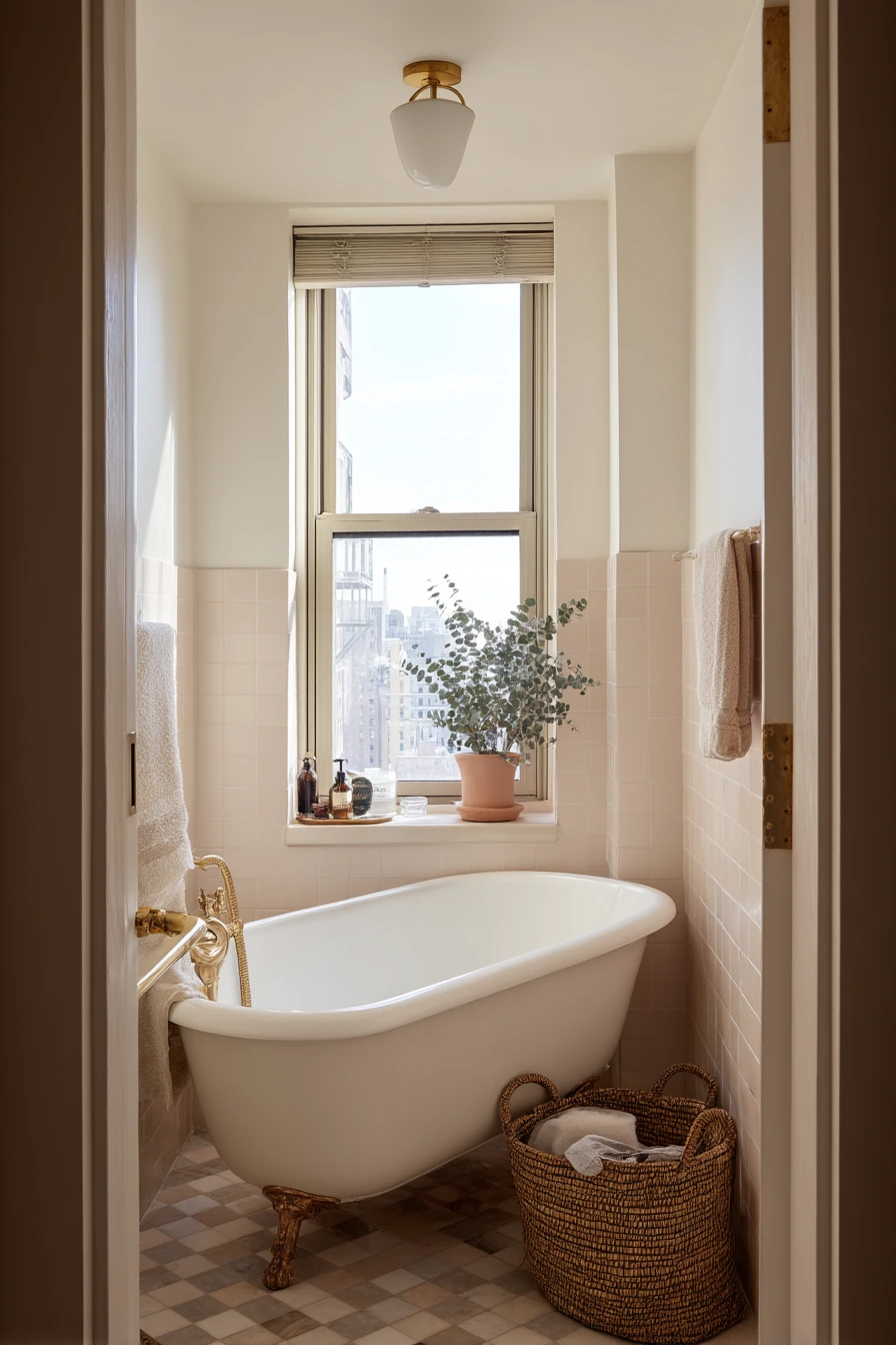Small-Space Clawfoot Tub Nook