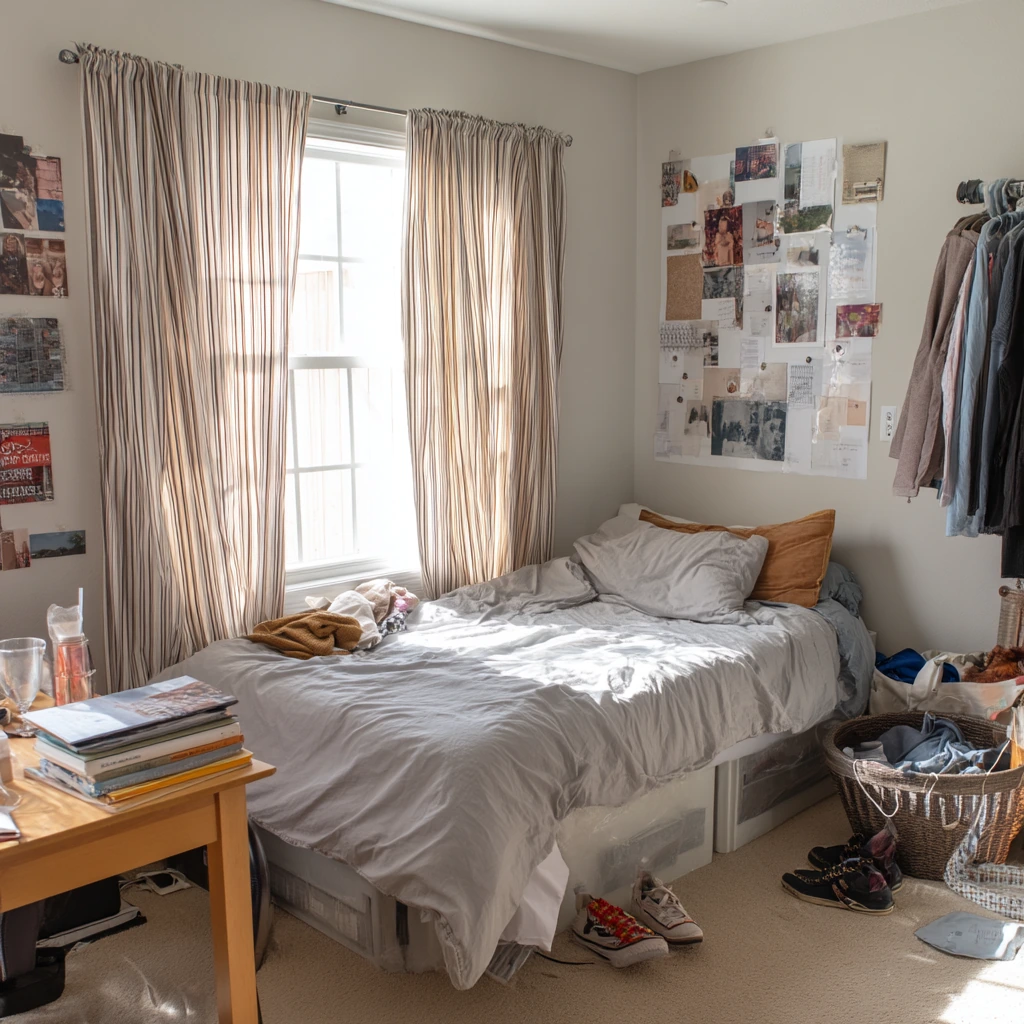 Budget Bedroom Closet on a Tension Rod