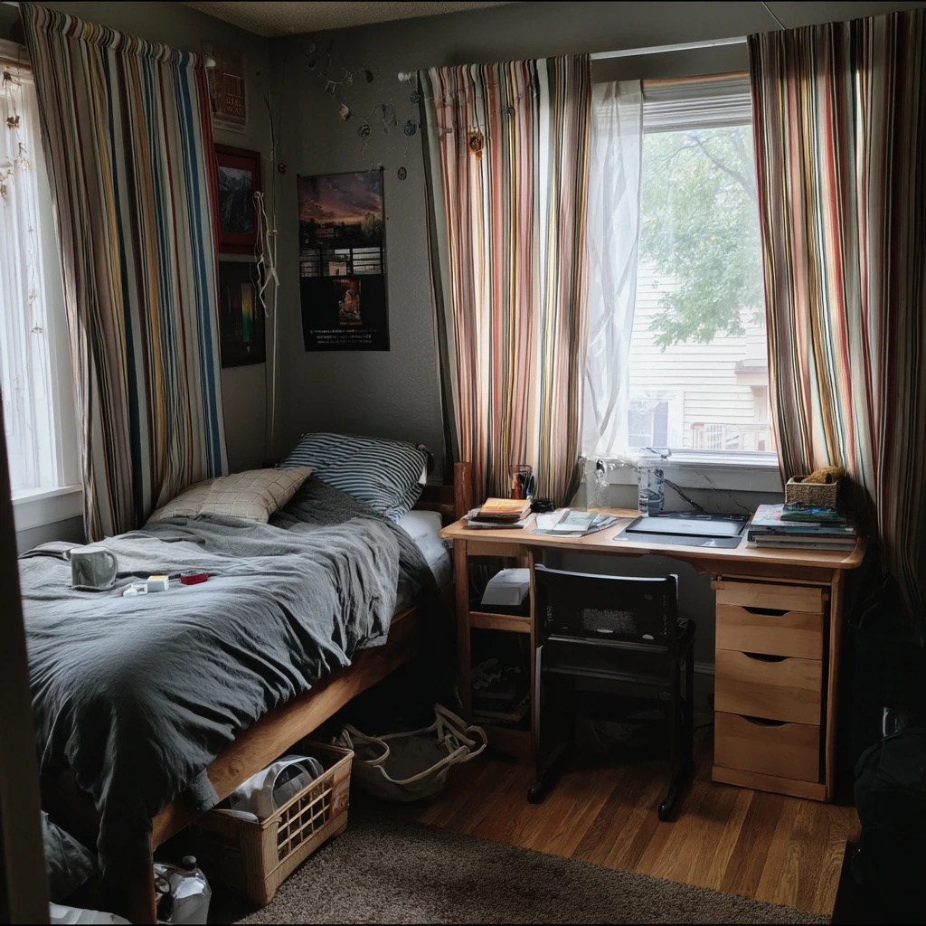 Budget Bedroom Closet on a Tension Rod