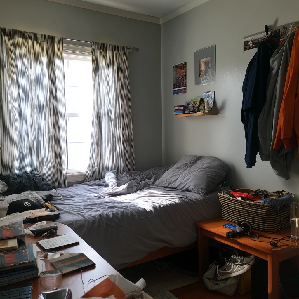 Budget Bedroom Closet on a Tension Rod