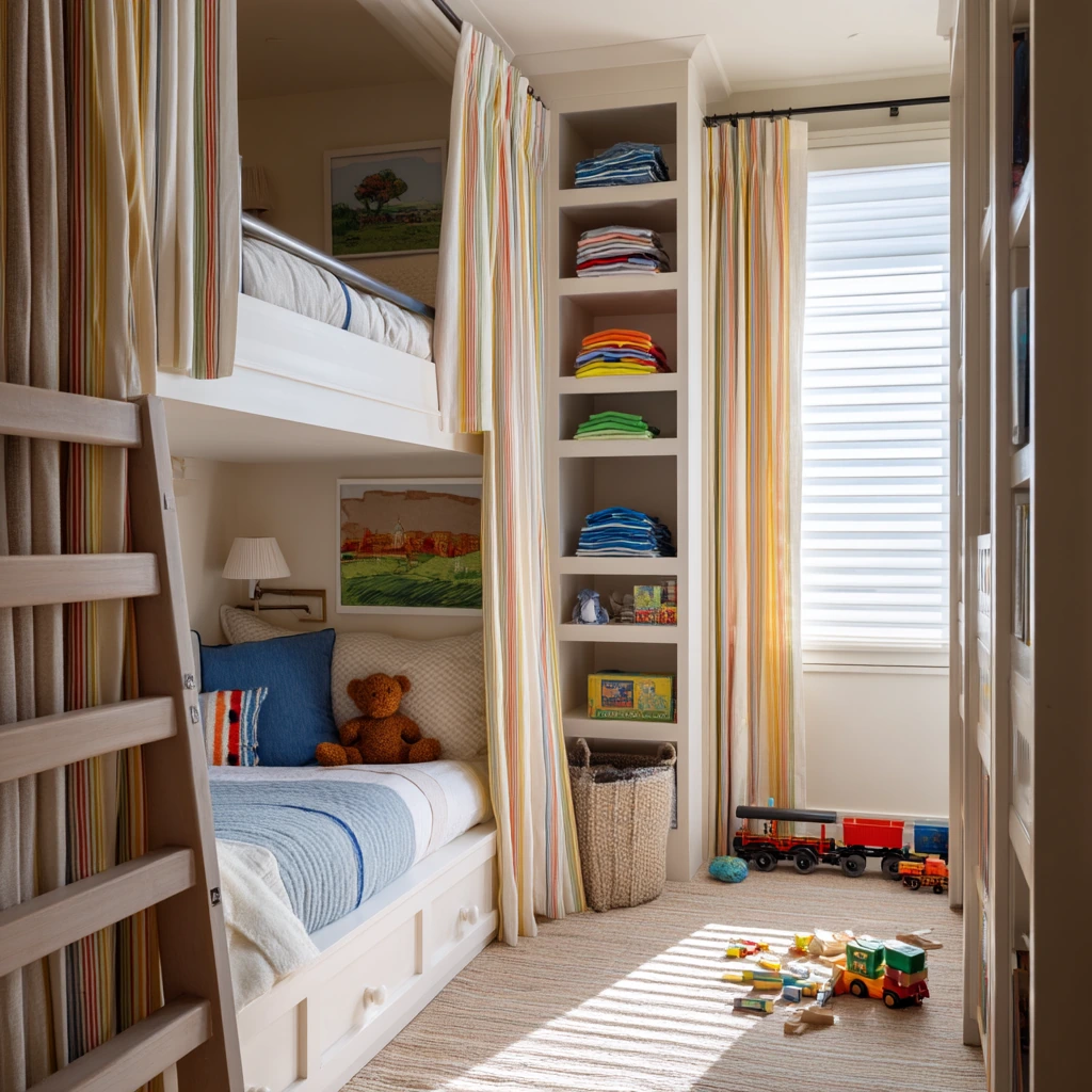 Shared Kid Room Closet Curtain Divider