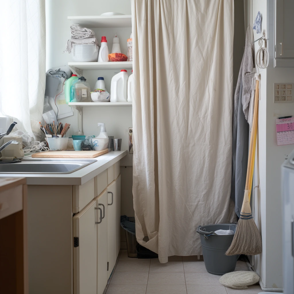 Laundry Room Closet Curtain Hideaway