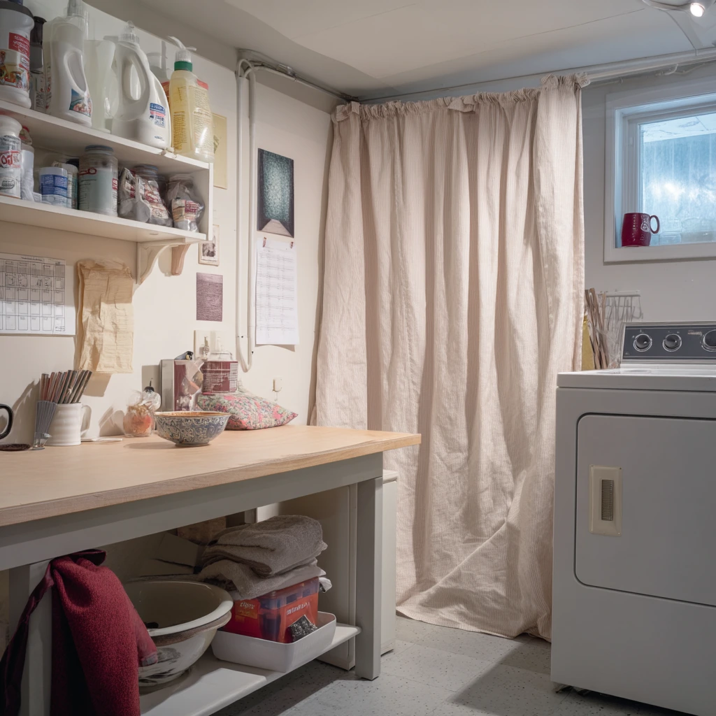 Laundry Room Closet Curtain Hideaway