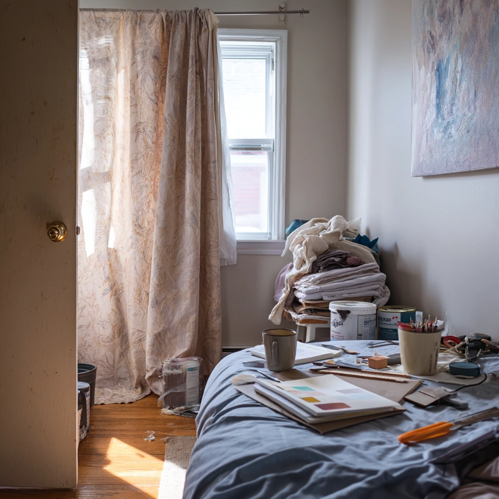 DIY No-Sew Closet Curtain Refresh