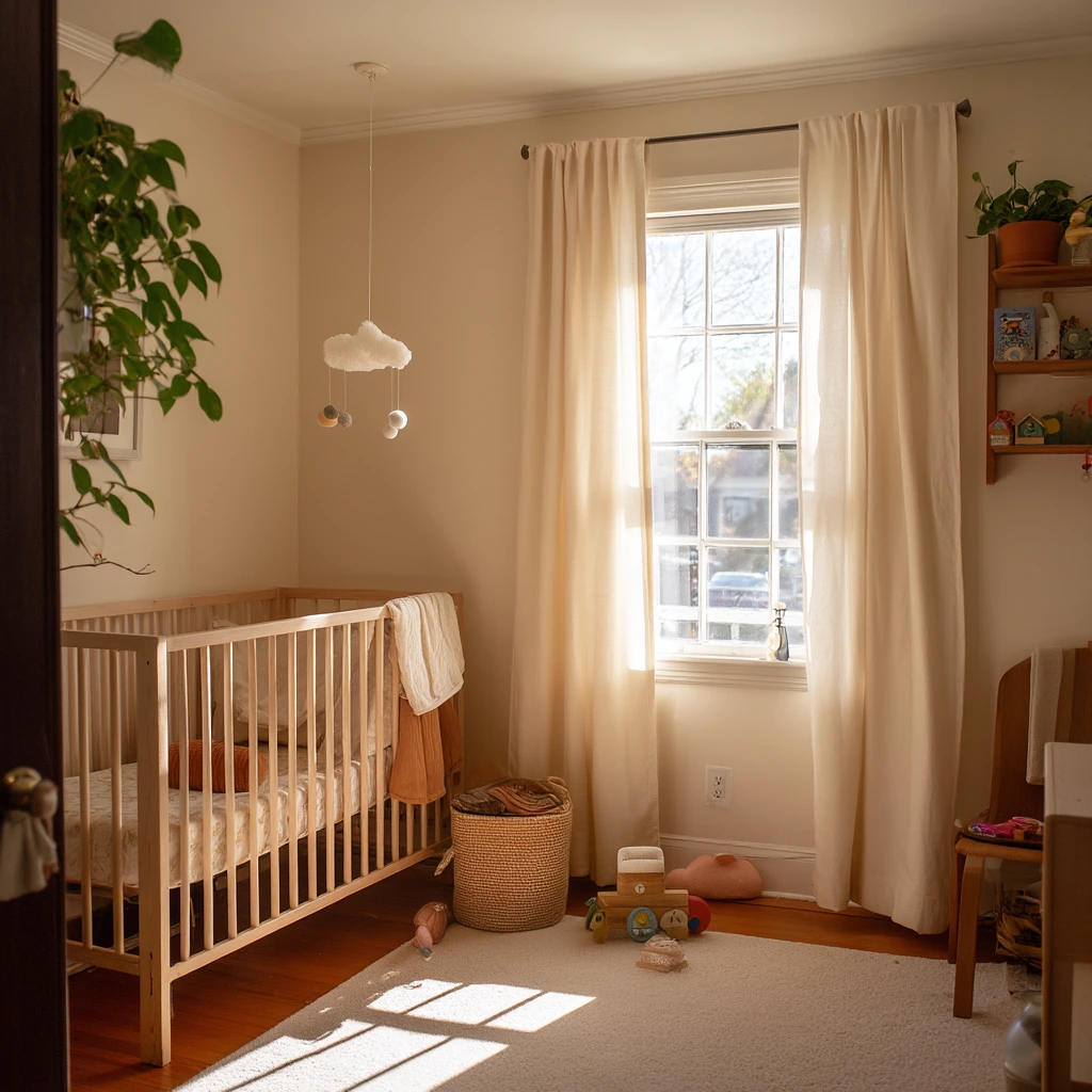 Tiny Nursery with Soft Fabric Closet Cover