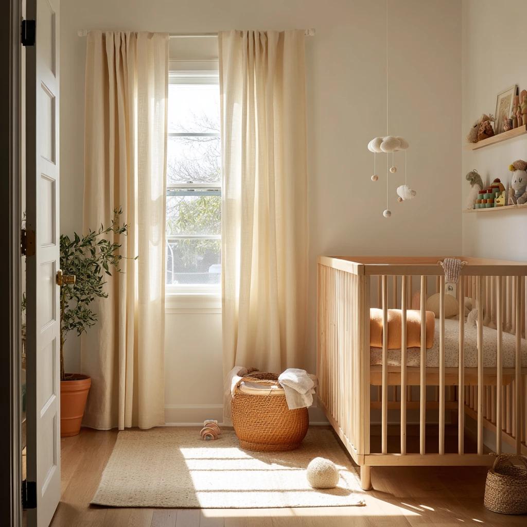 Tiny Nursery with Soft Fabric Closet Cover