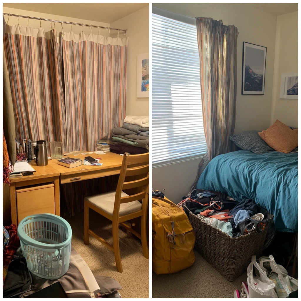 Budget Bedroom Closet on a Tension Rod
