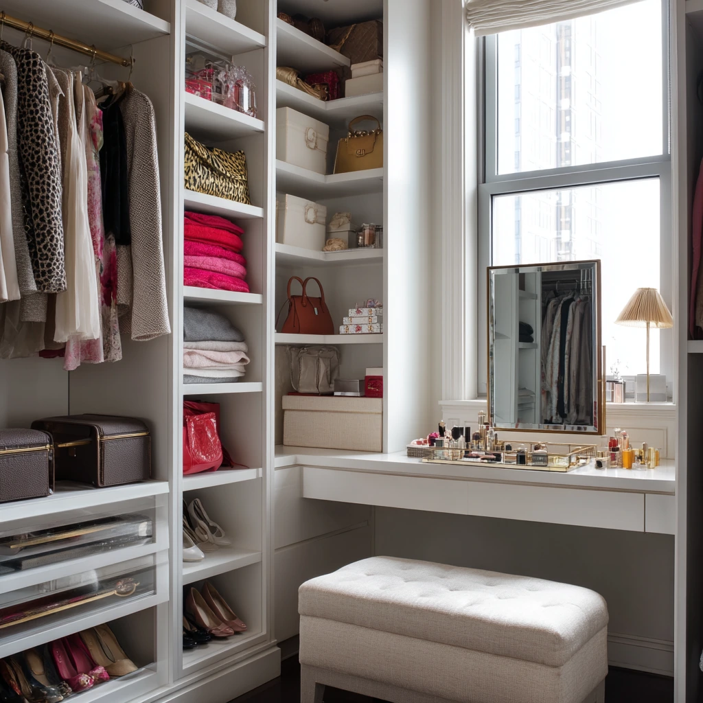Walk-In Closet with Vanity Nook