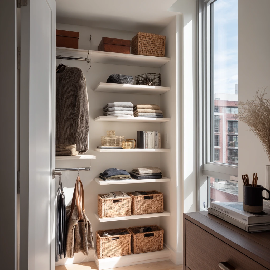 Small Apartment Reach-In Closet Makeover