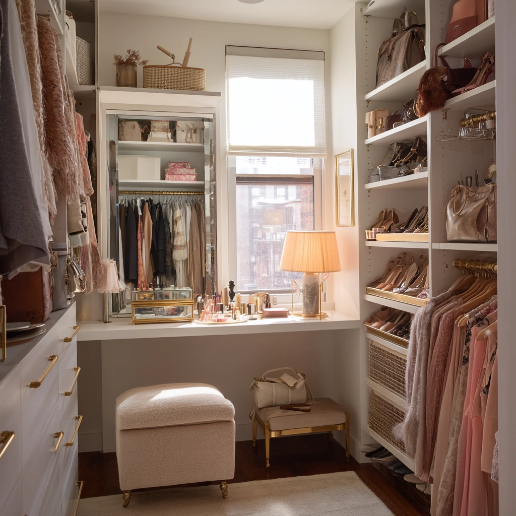 Walk-In Closet with Vanity Nook