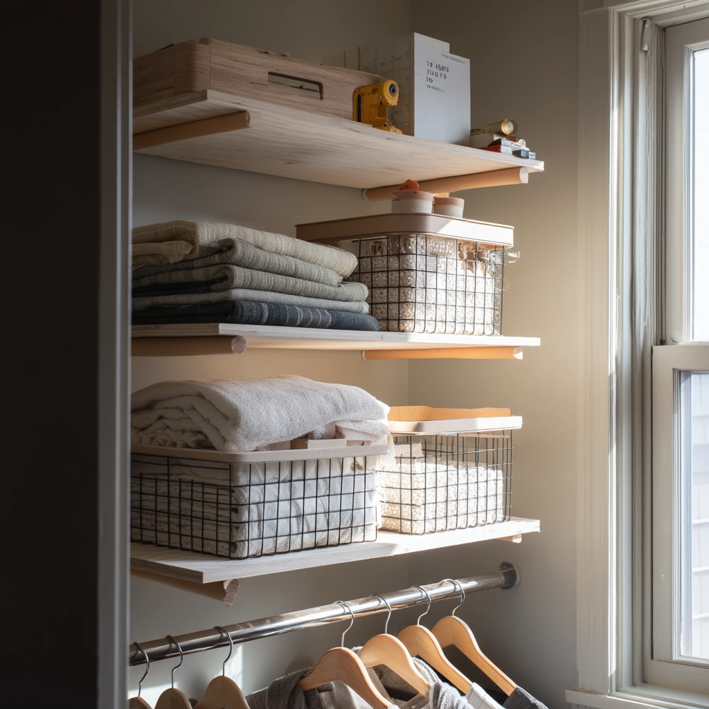 Budget Closet with DIY Shelves