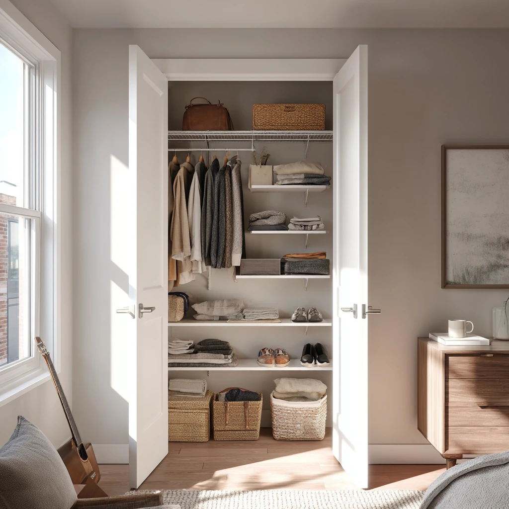 Small Apartment Reach-In Closet Makeover