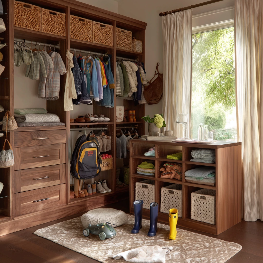 Family Closet Island with Kid Storage