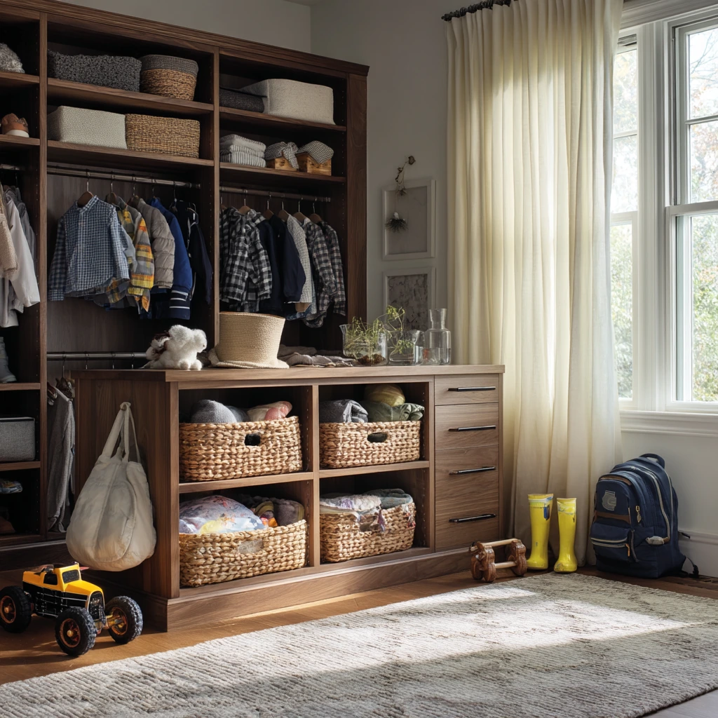 Family Closet Island with Kid Storage