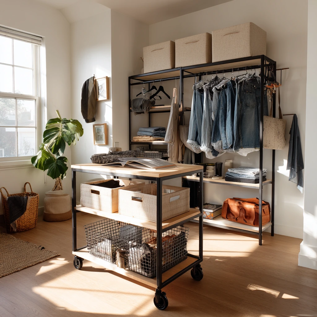 Renter-Friendly Rolling Island in a Closet Nook