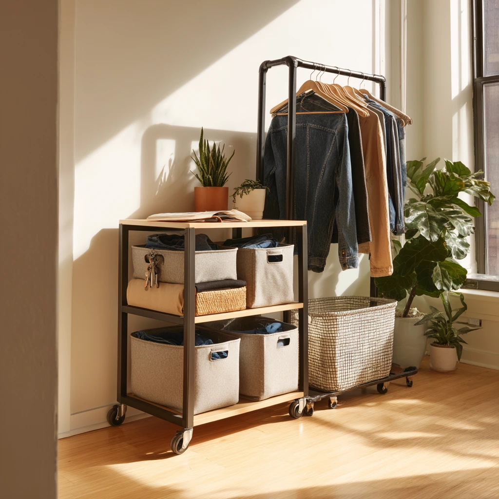 Renter-Friendly Rolling Island in a Closet Nook